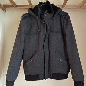 Guess Dark grey jacket w/ black faux fur interior